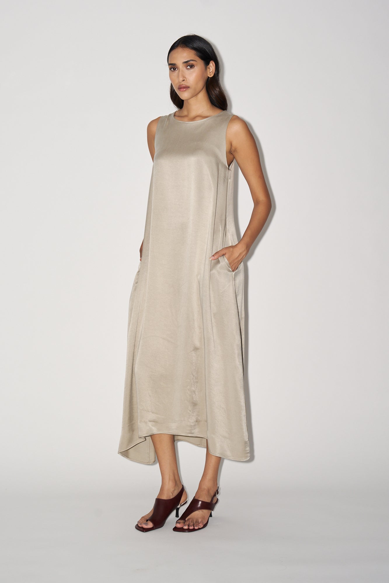 Taupe cupro dress