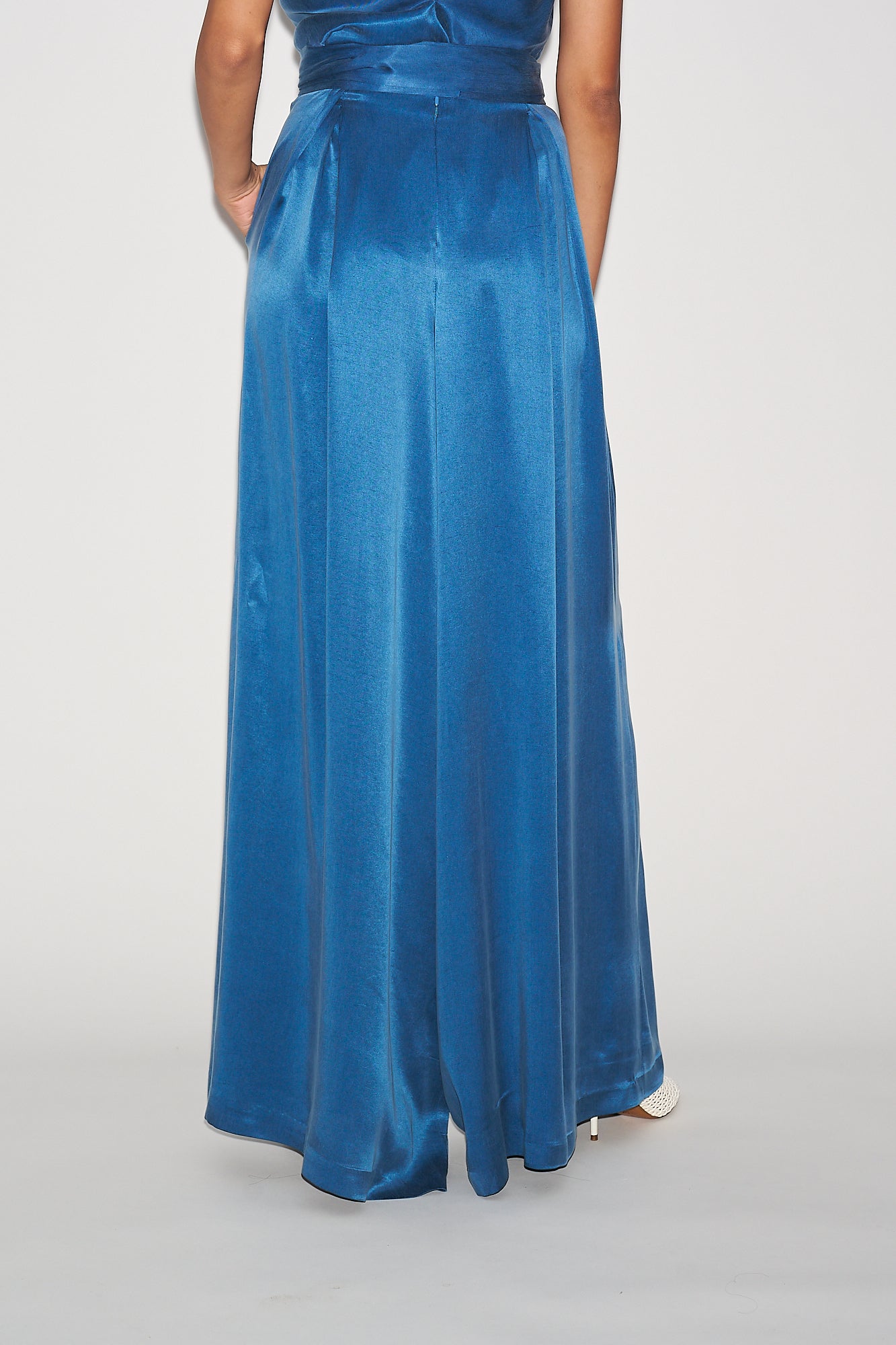 Blue cupro trousers