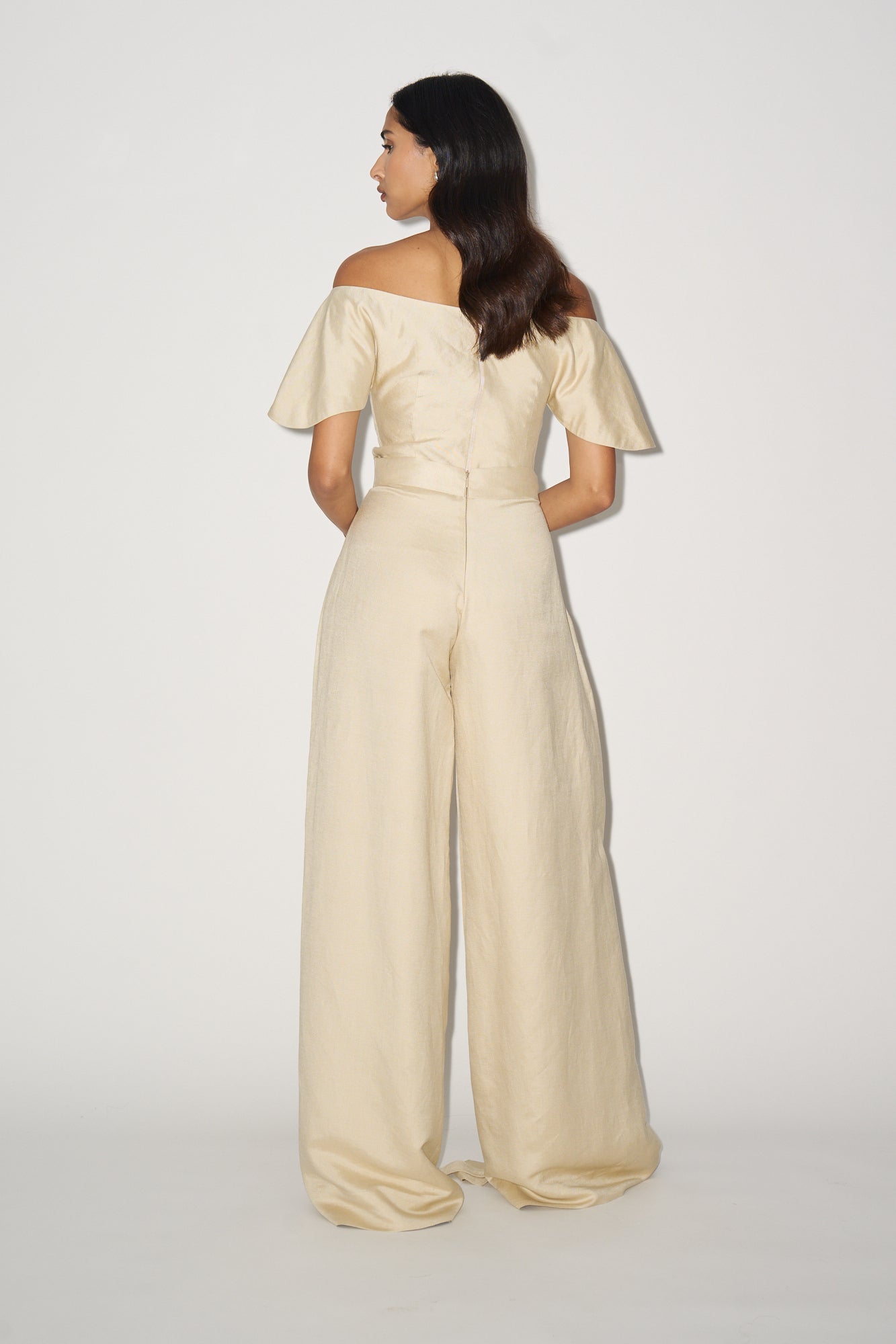 Beige linen trousers