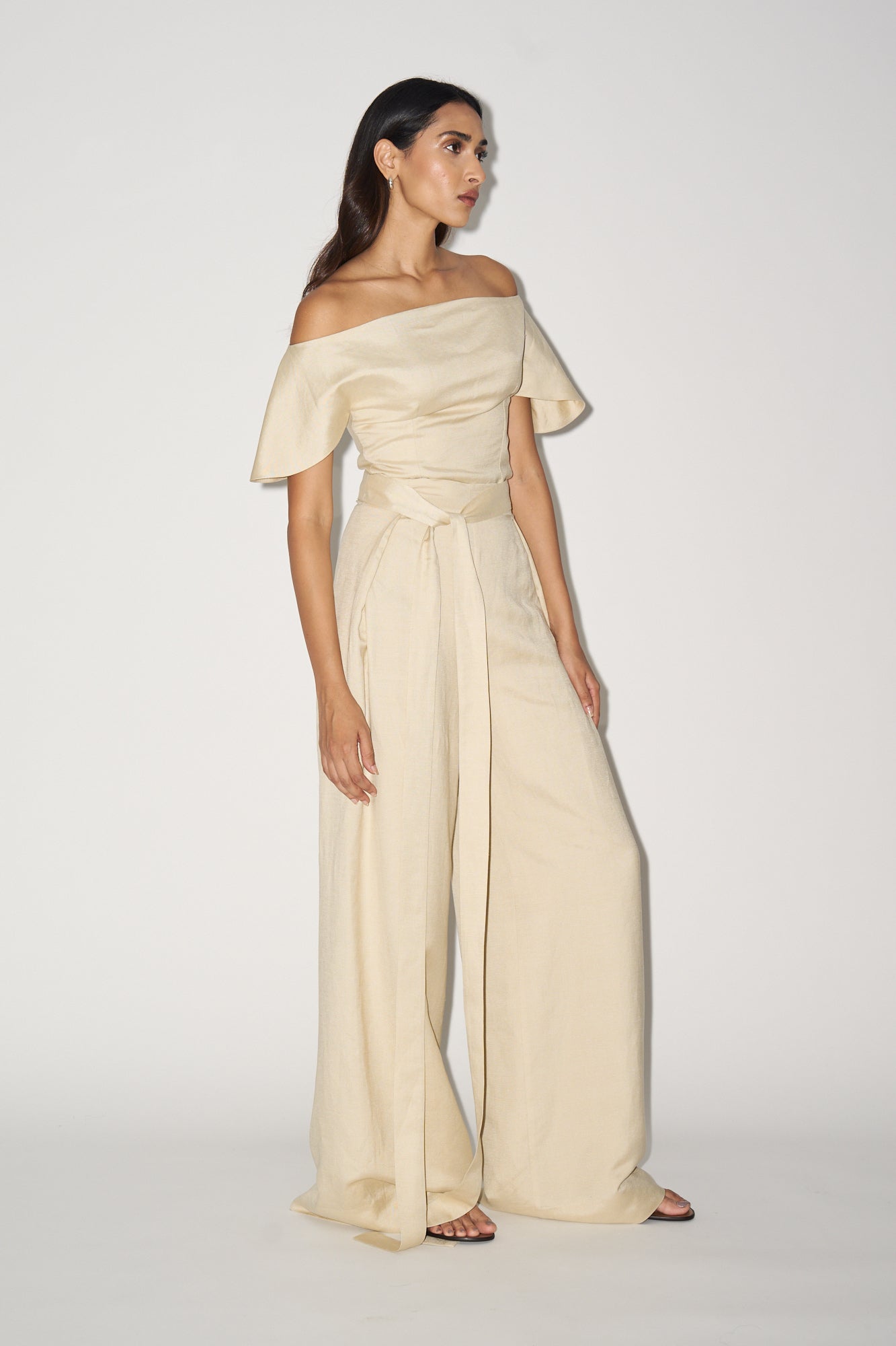 Beige linen trousers