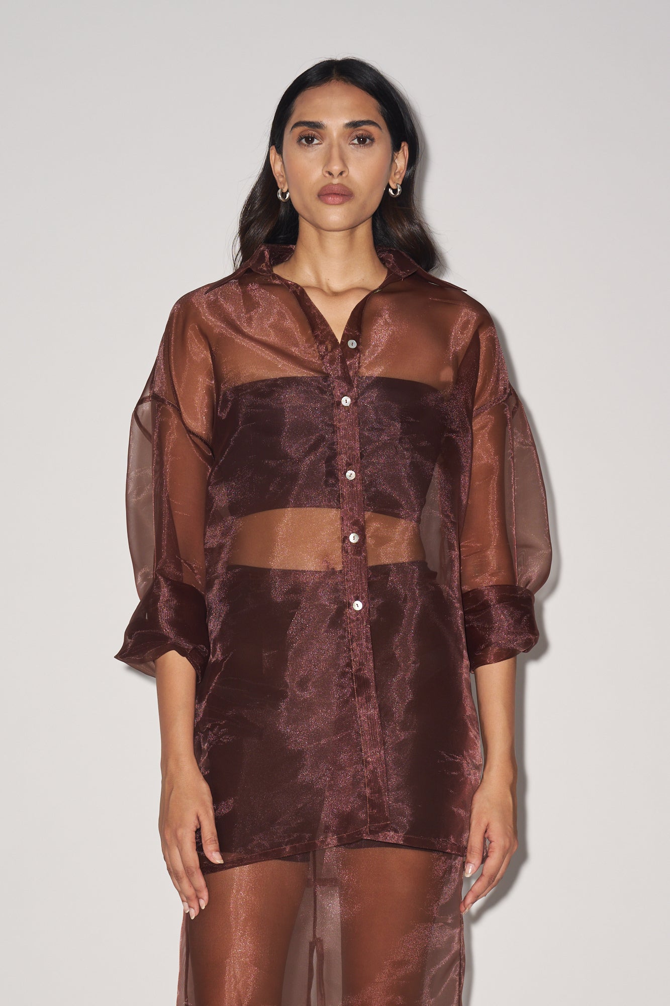 Brown organza shirt