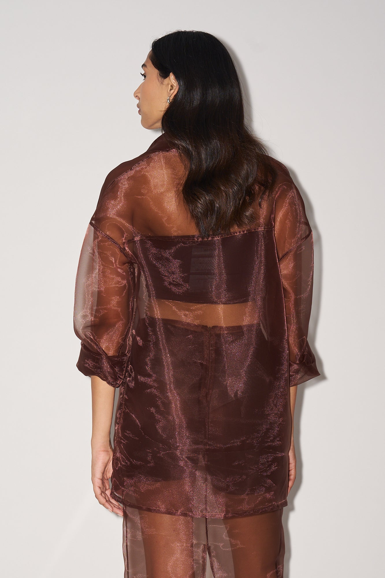 Brown organza shirt