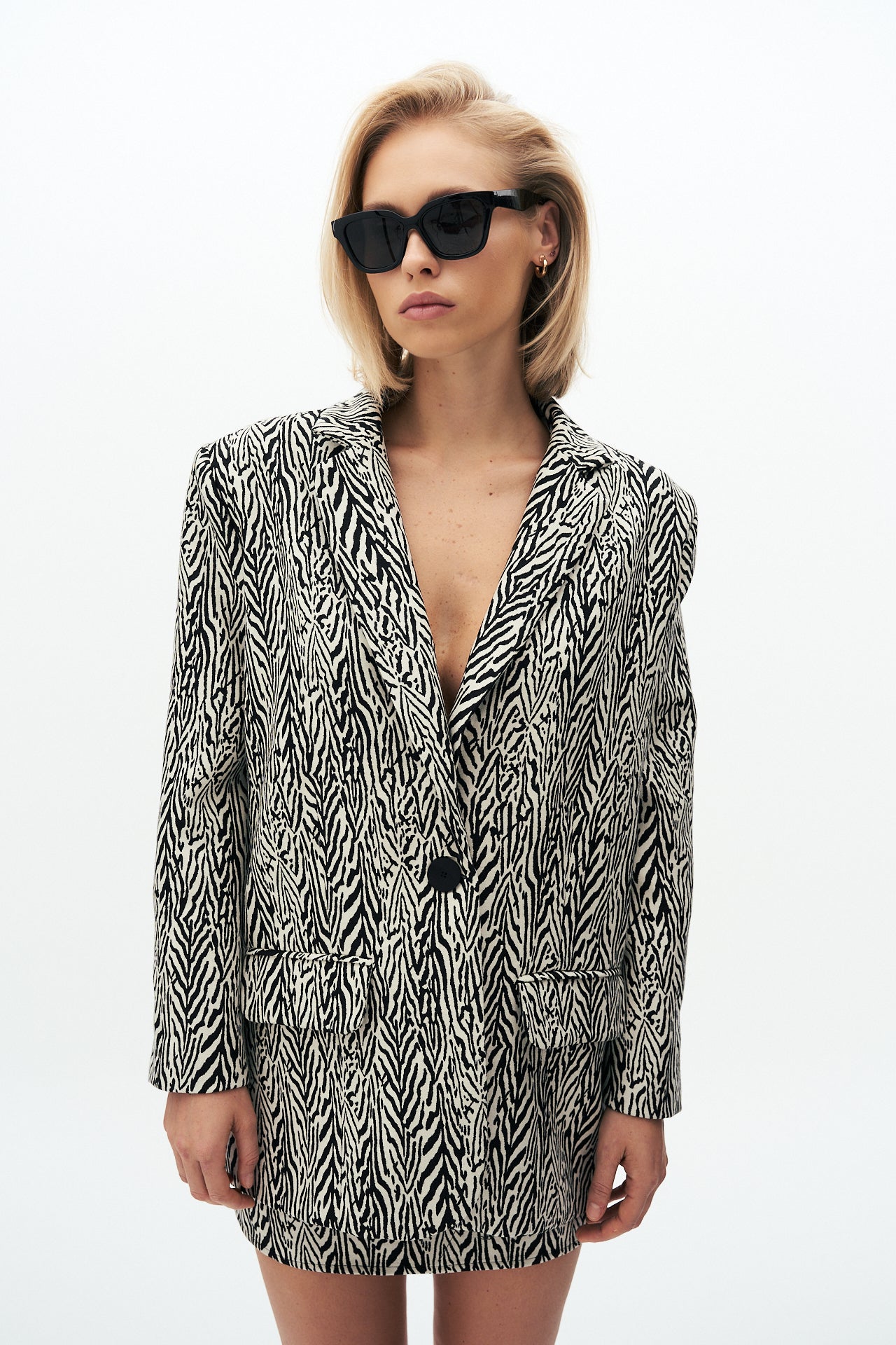 Zebra wool oversize blazer