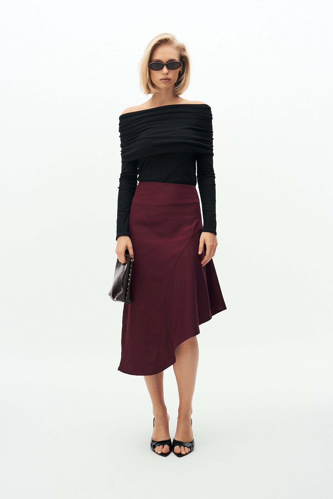 Taffeta midi skirt