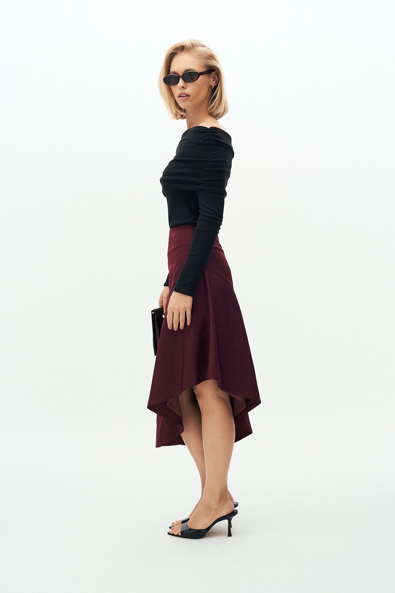 Taffeta midi skirt