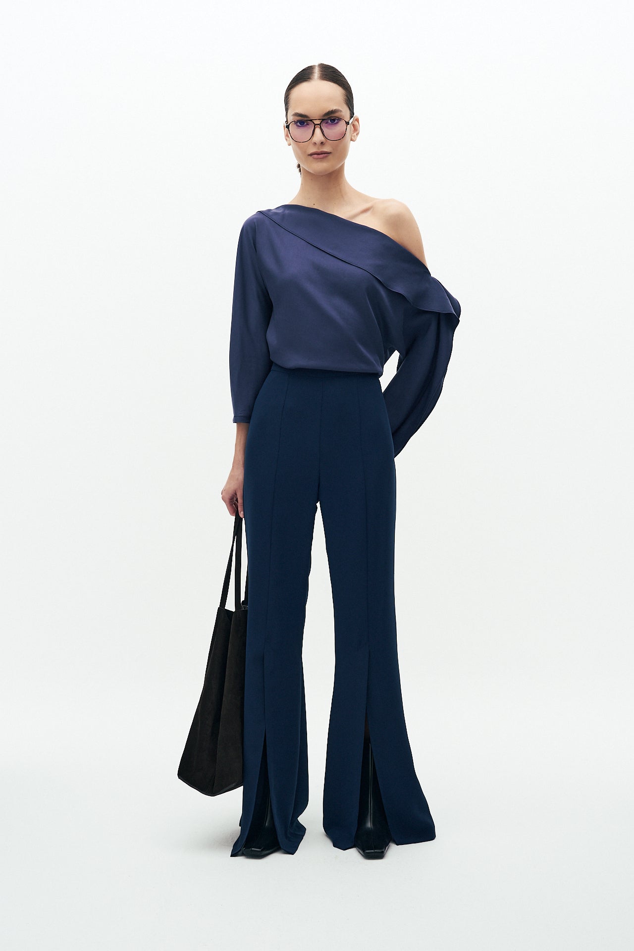 Crepe high waist trousers