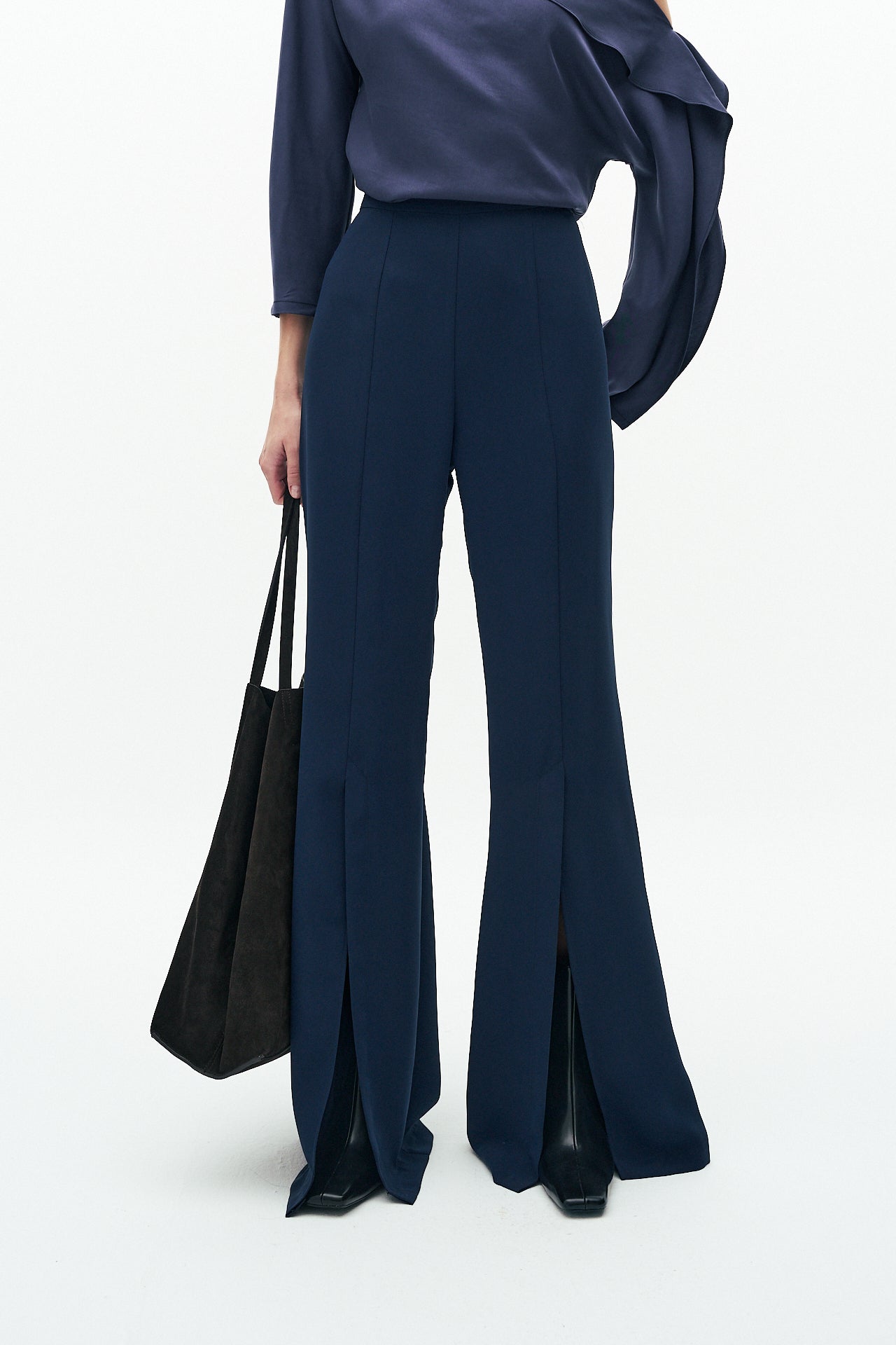 Crepe high waist trousers