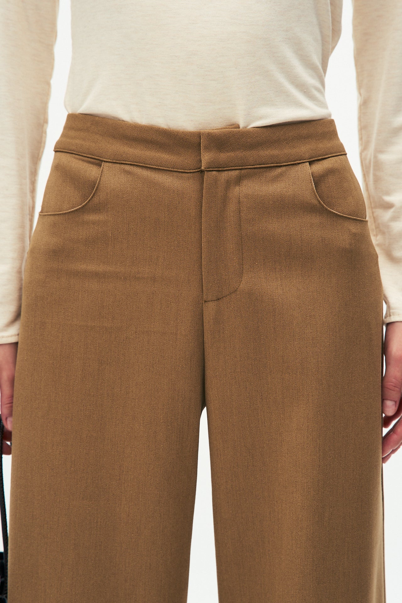 Twill wide leg trousers