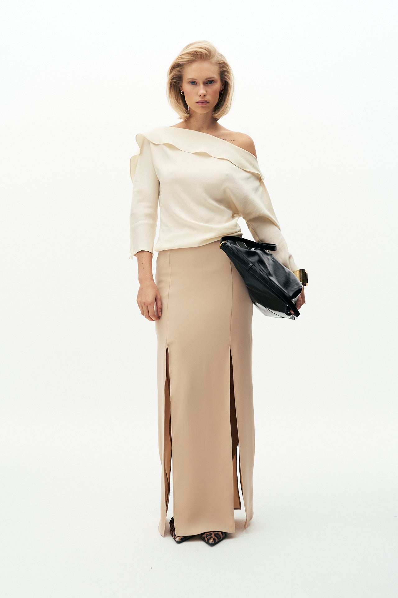 Crepe long skirt