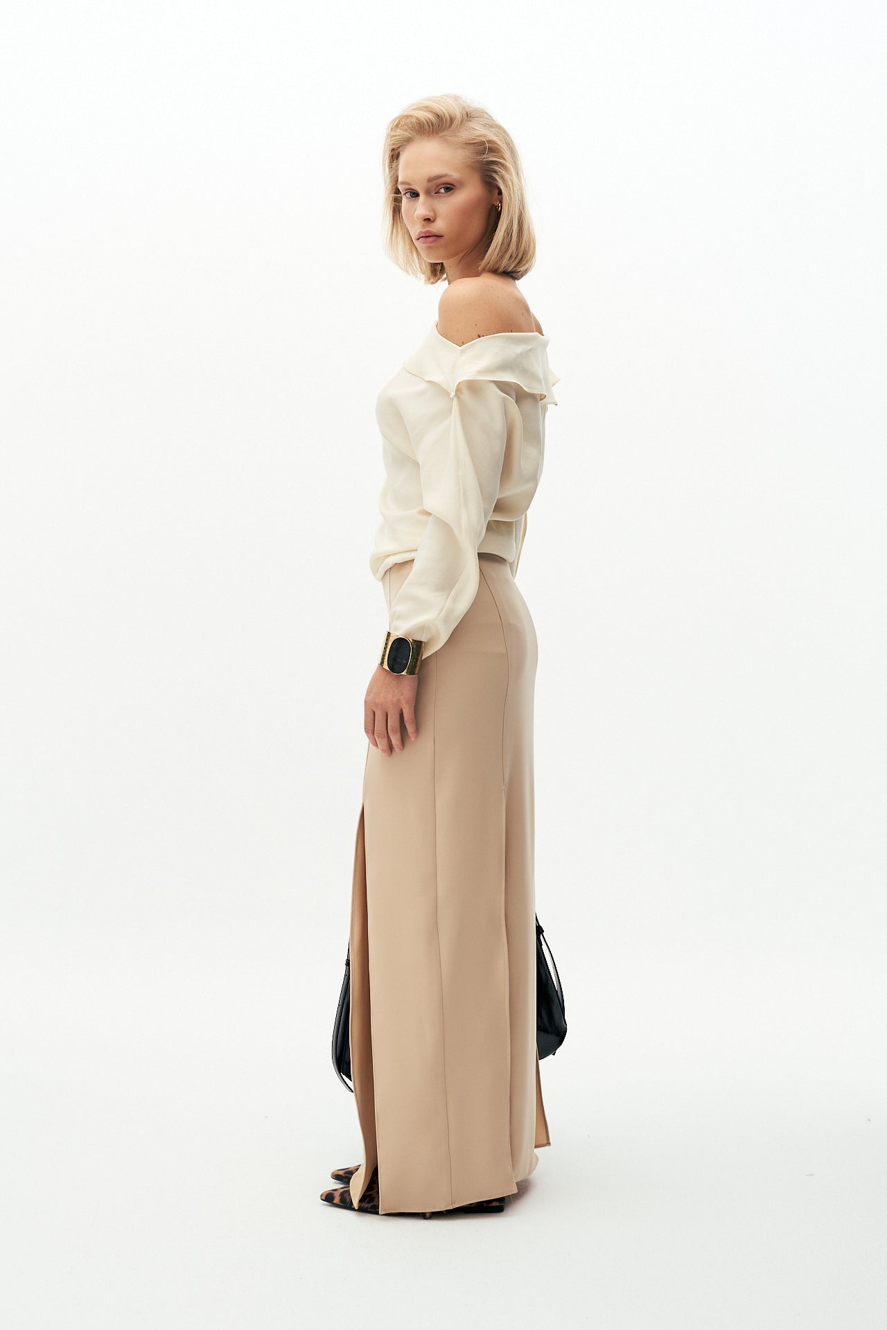 Crepe long skirt