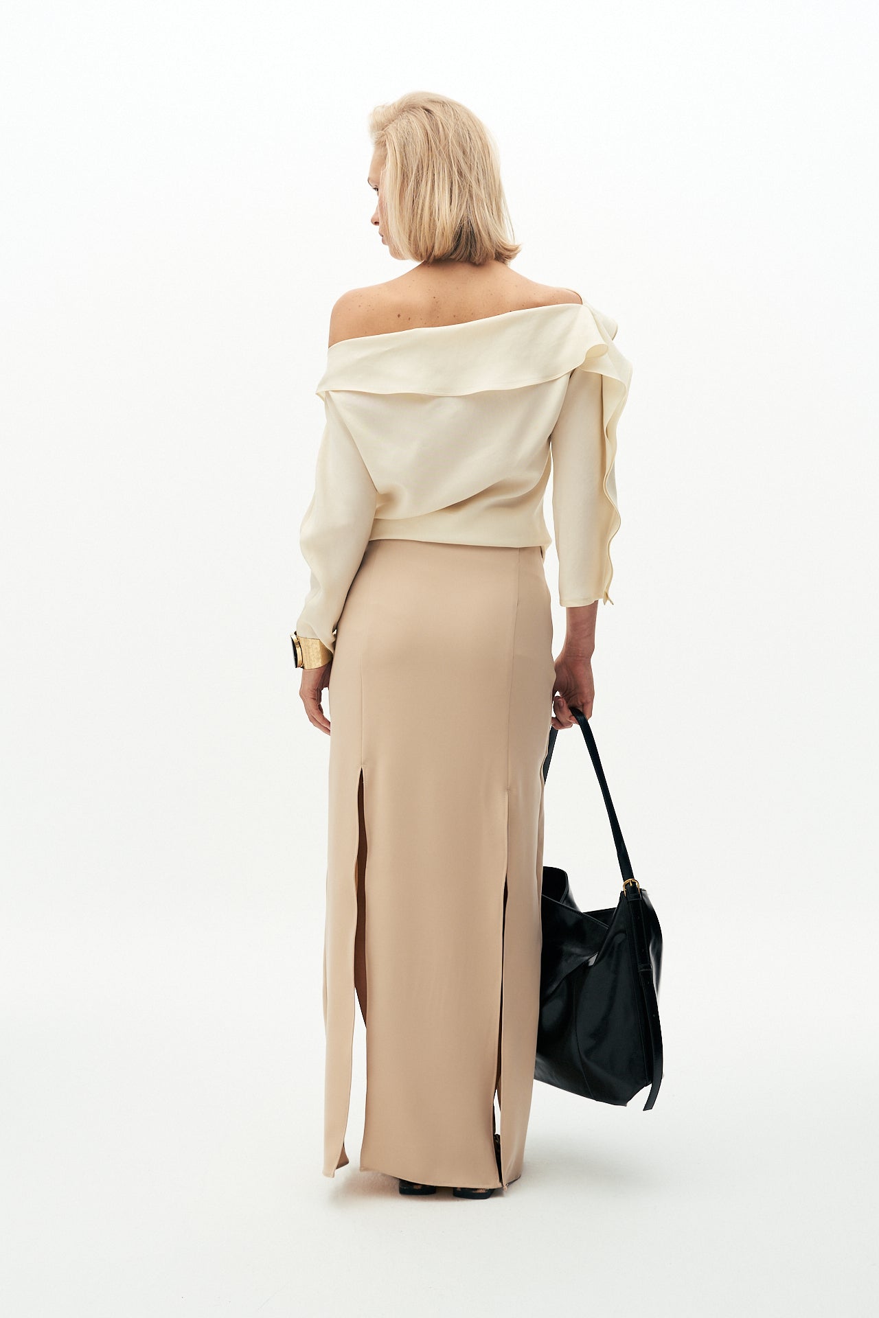 Crepe long skirt