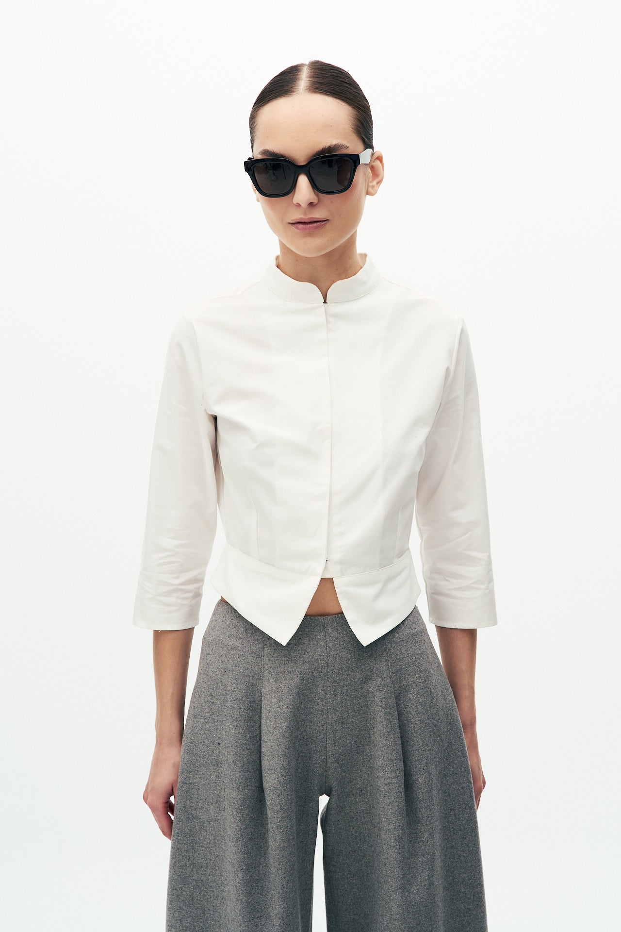 Cotton cropped shirt