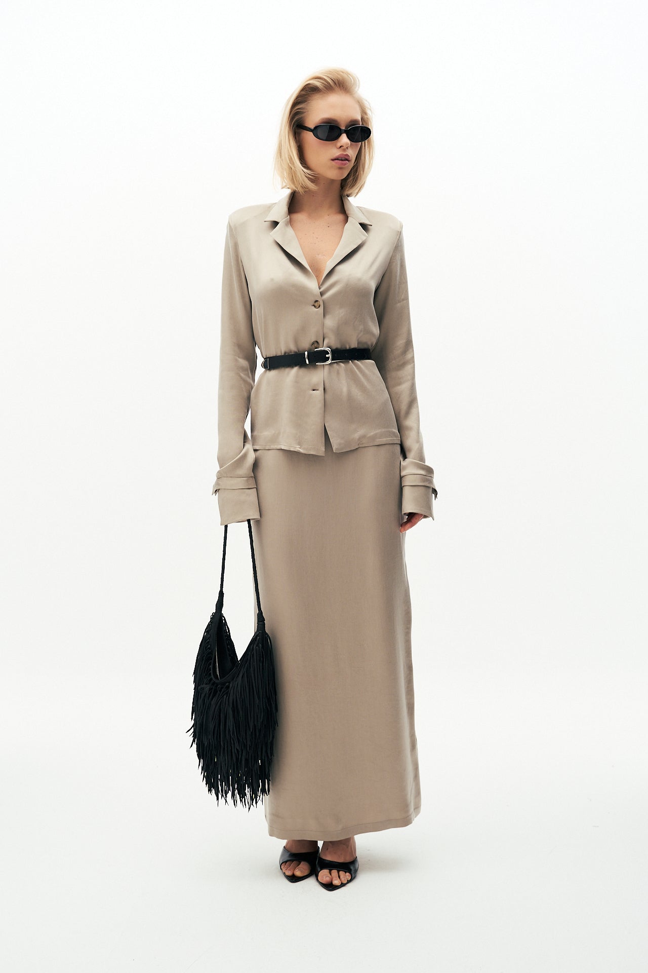 Cupro silk long skirt