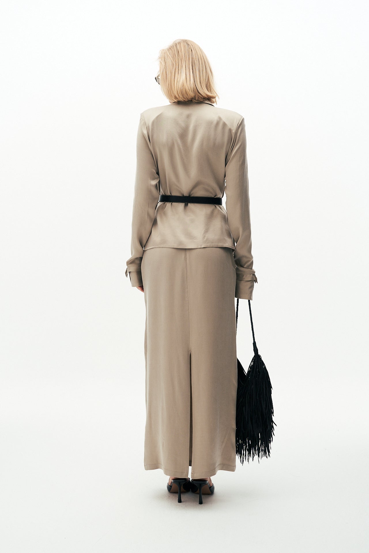 Cupro silk long skirt