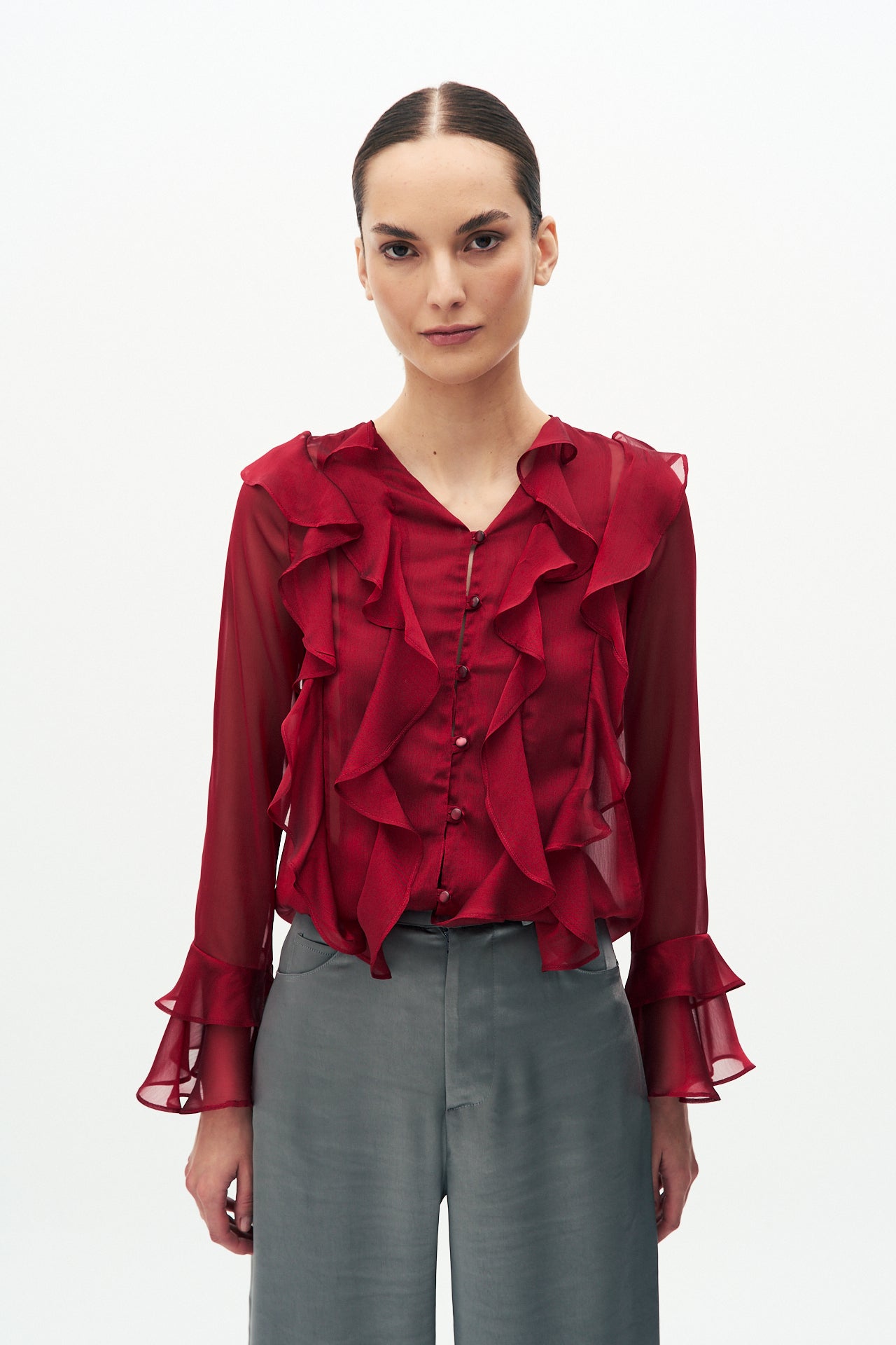 Flowing ruffles blouse