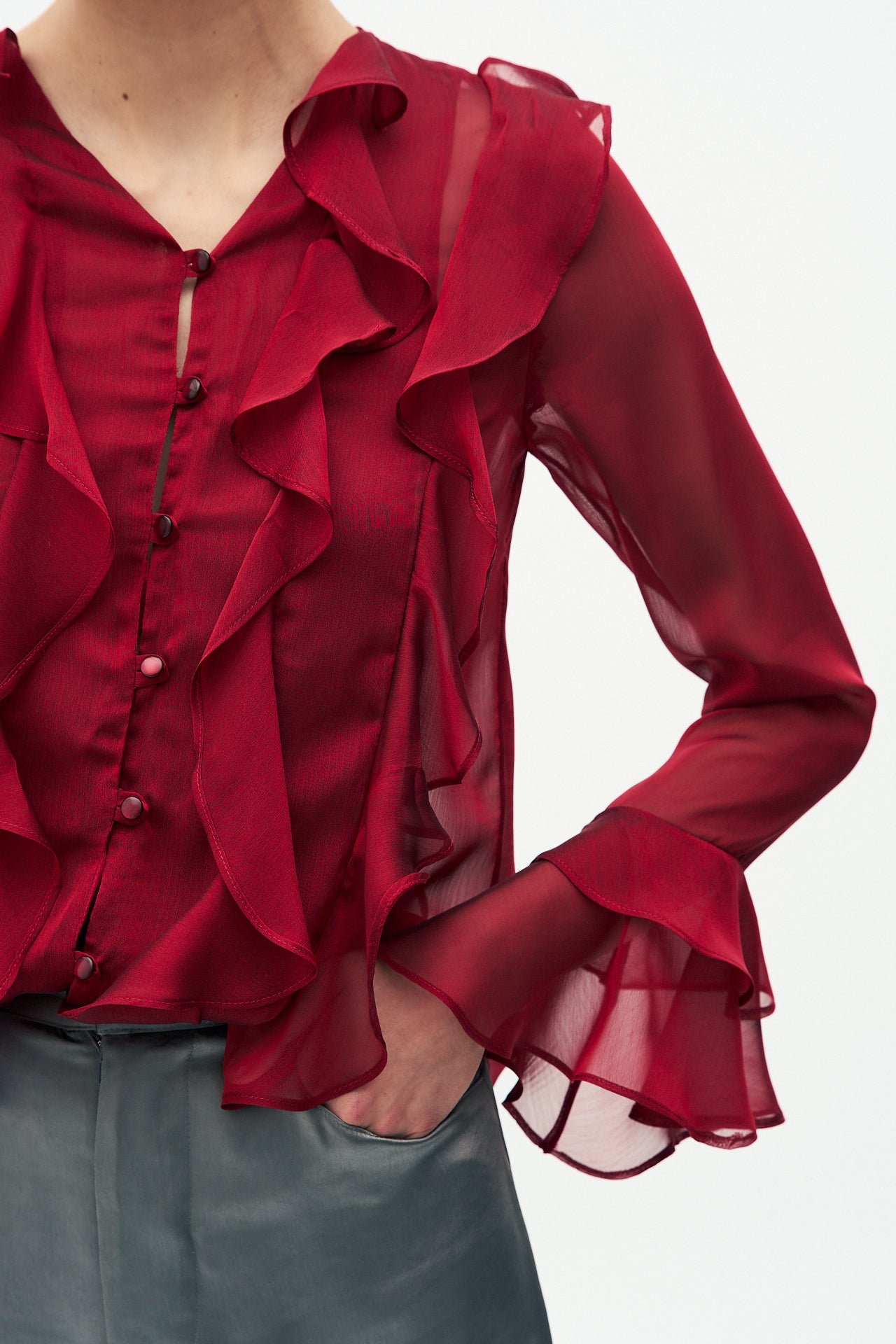 Flowing ruffles blouse