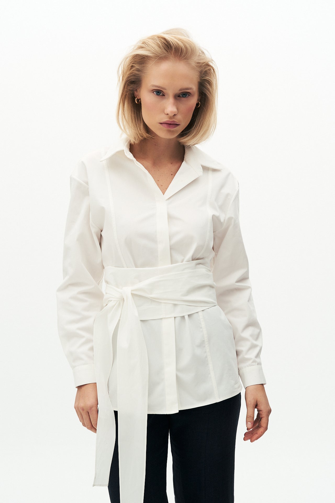 Cotton taffeta wrap shirt