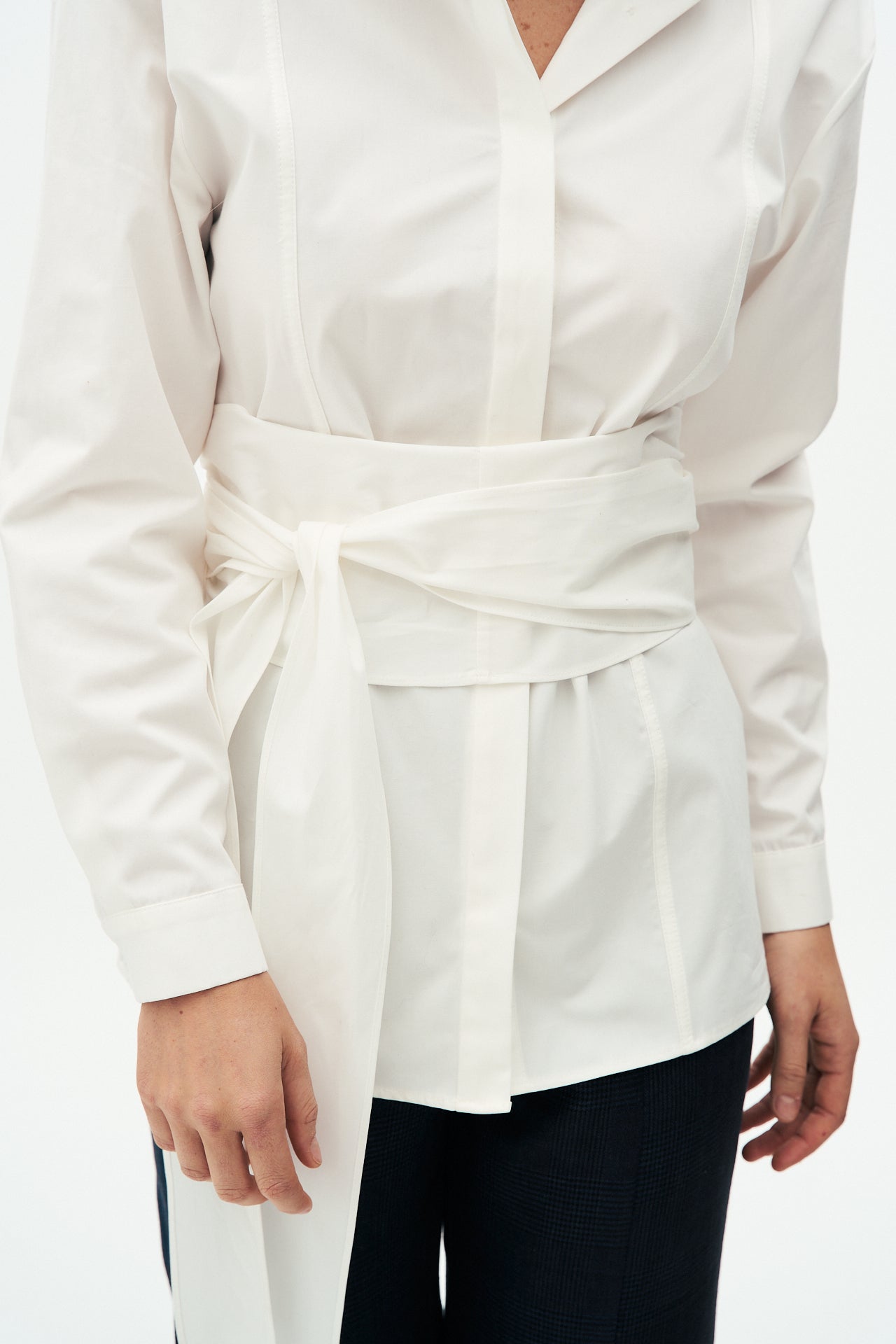 Cotton taffeta wrap shirt