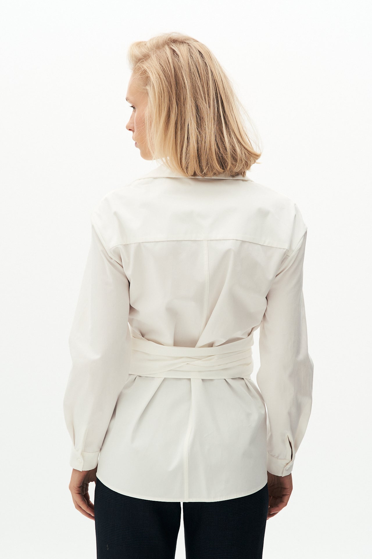 Cotton taffeta wrap shirt