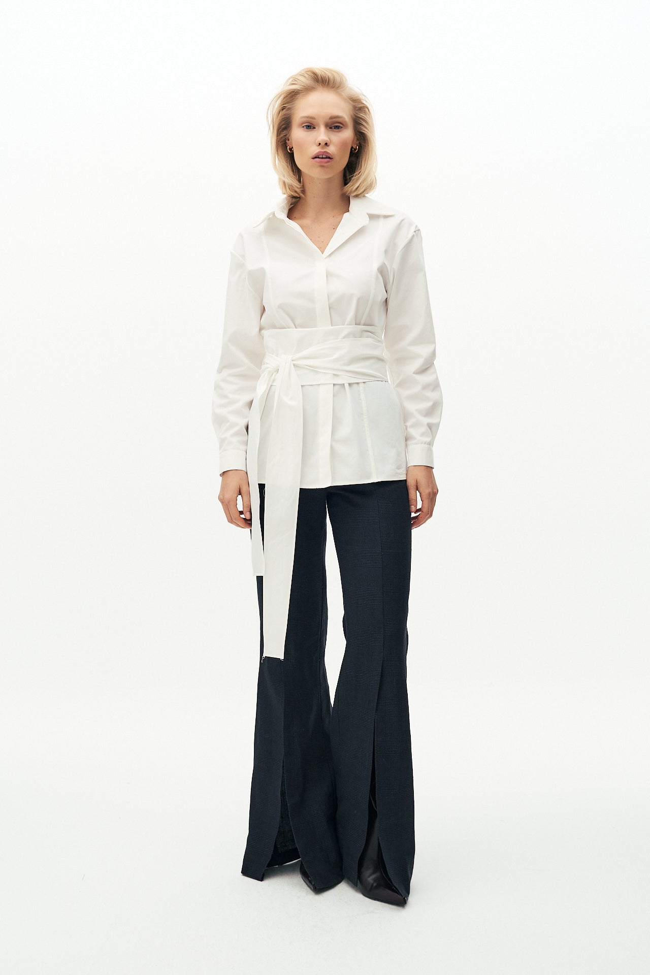 Cotton taffeta wrap shirt