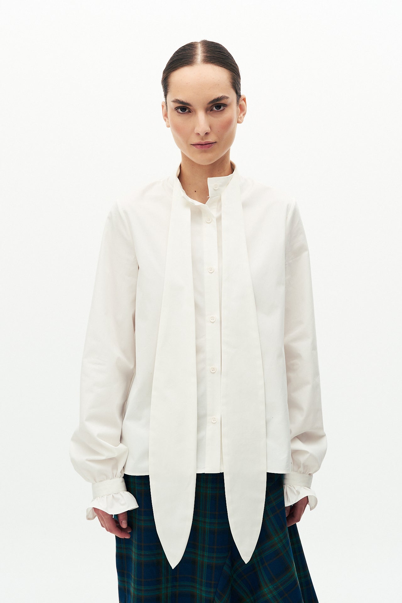 Cotton taffeta bow shirt