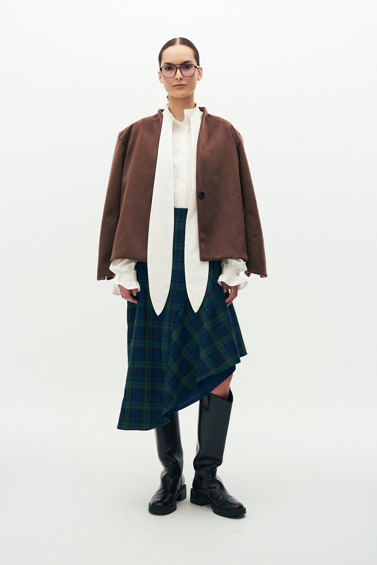 Plaid midi skirt