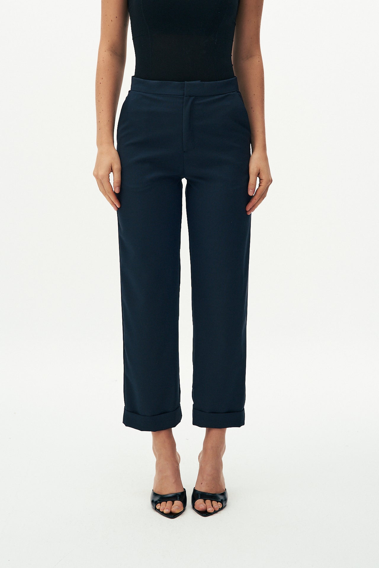 Wool straight fit trousers