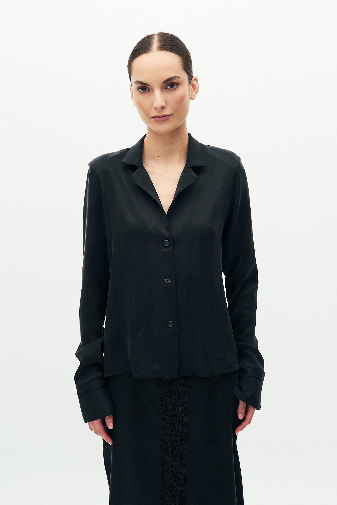 Cupro silk smoking shirt