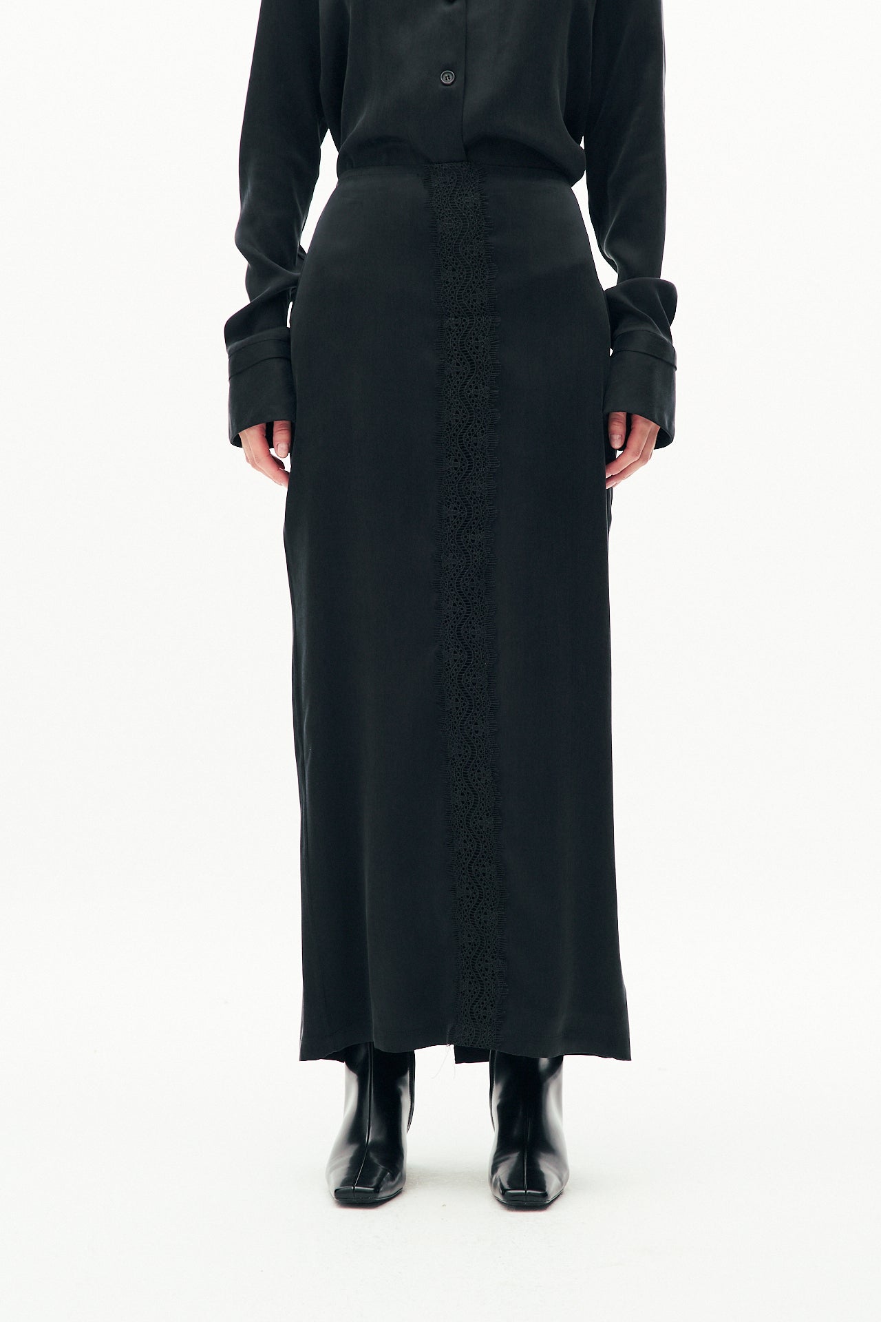 Cupro silk long skirt