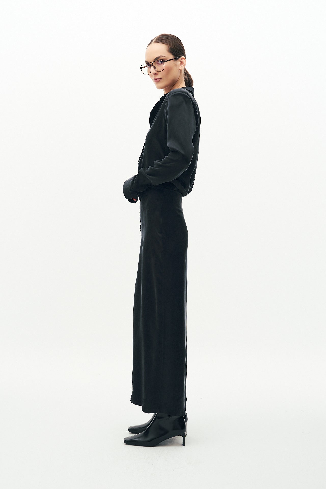 Cupro silk long skirt