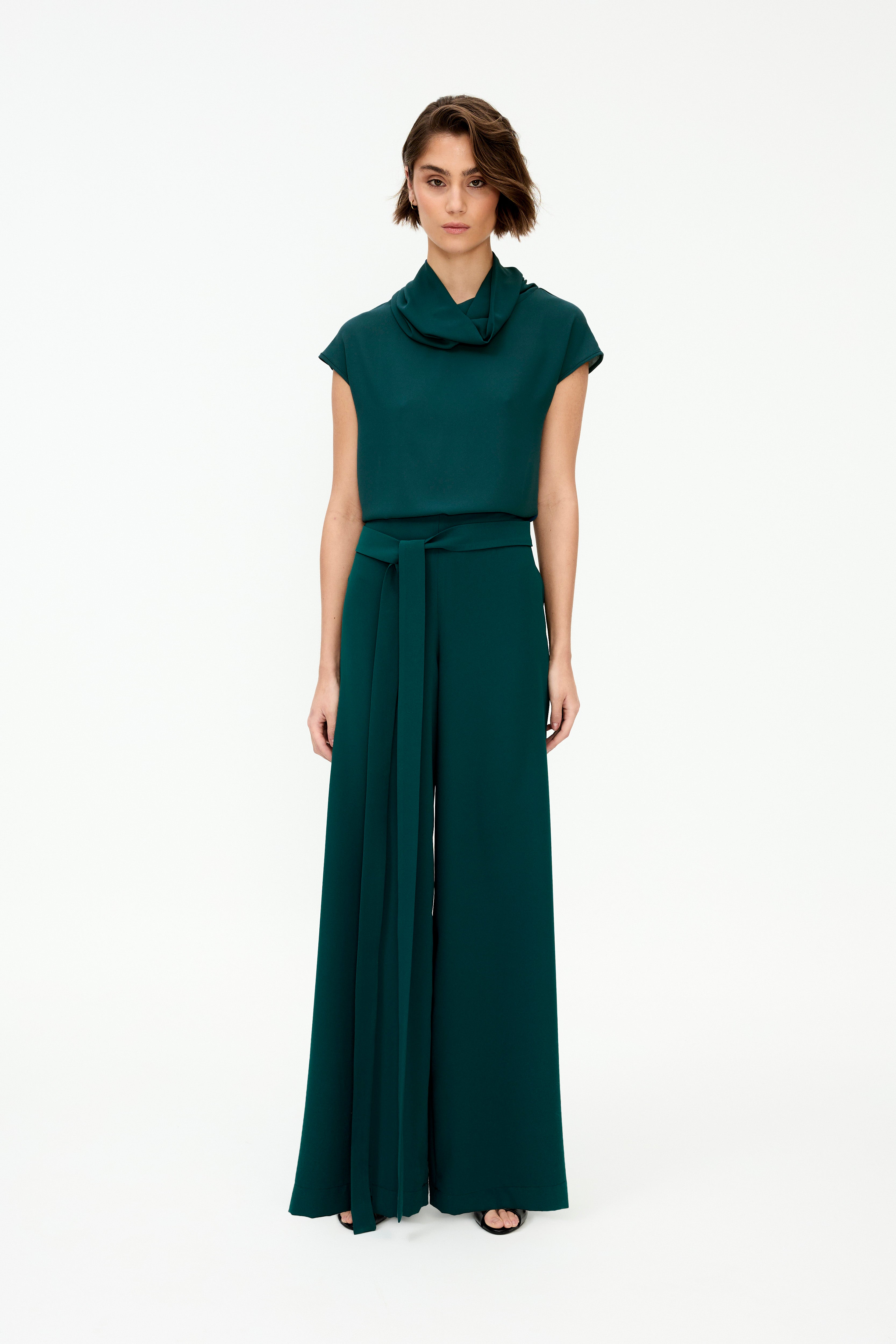Teal wide leg trousers