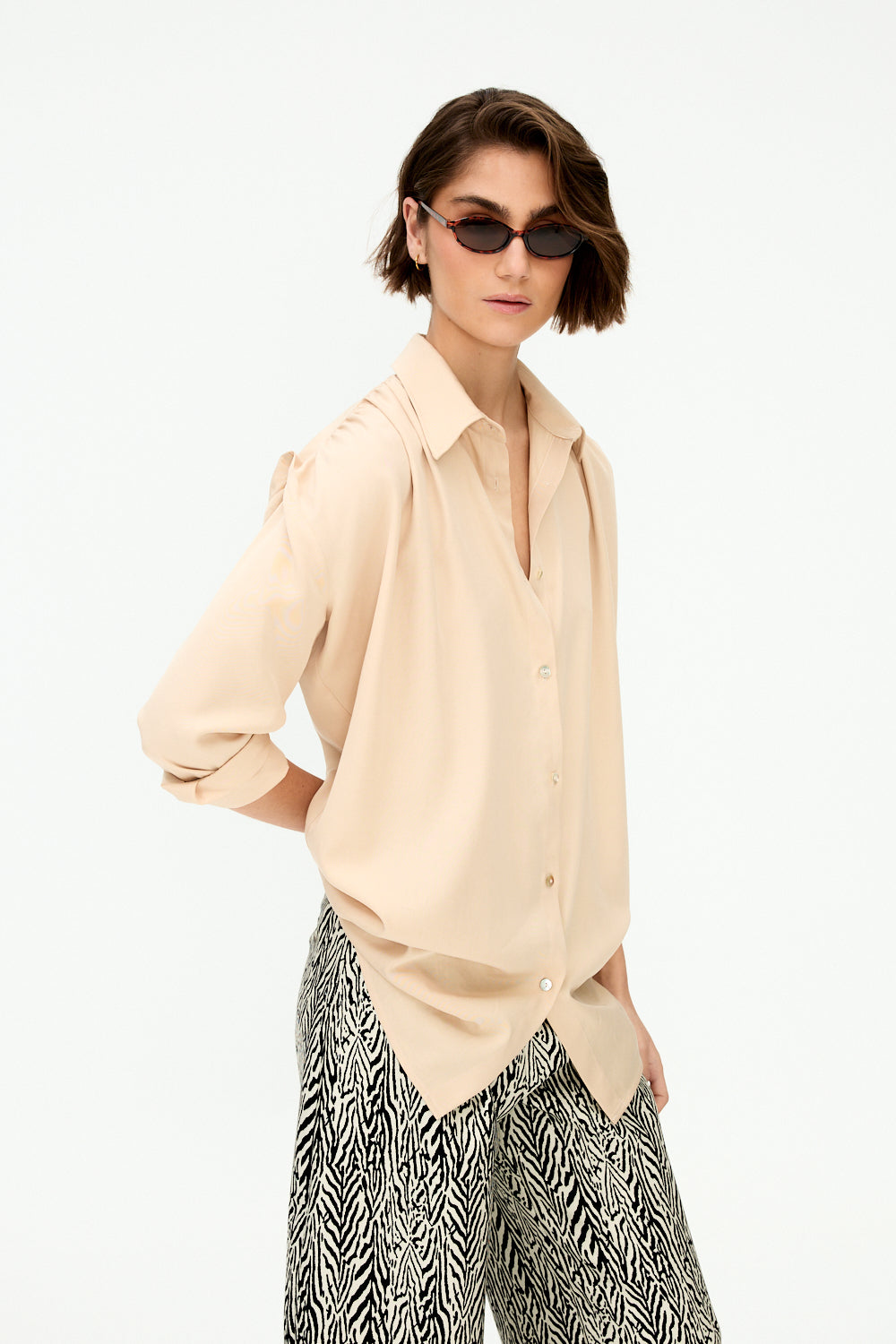Ruched lyocell shirt