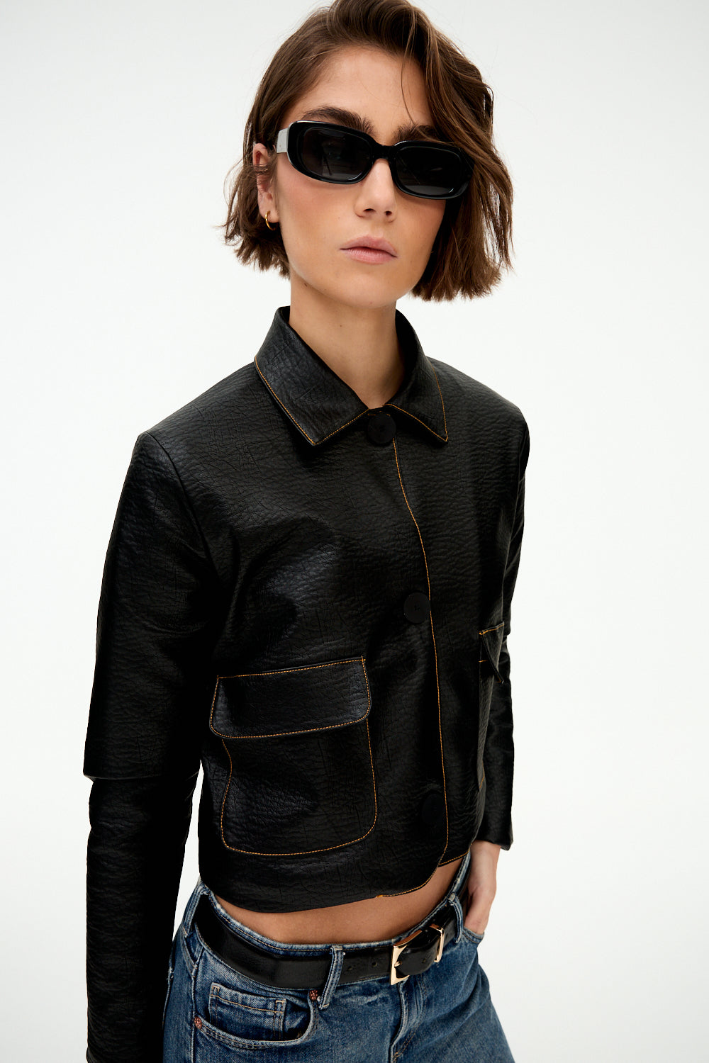 Black faux leather jacket