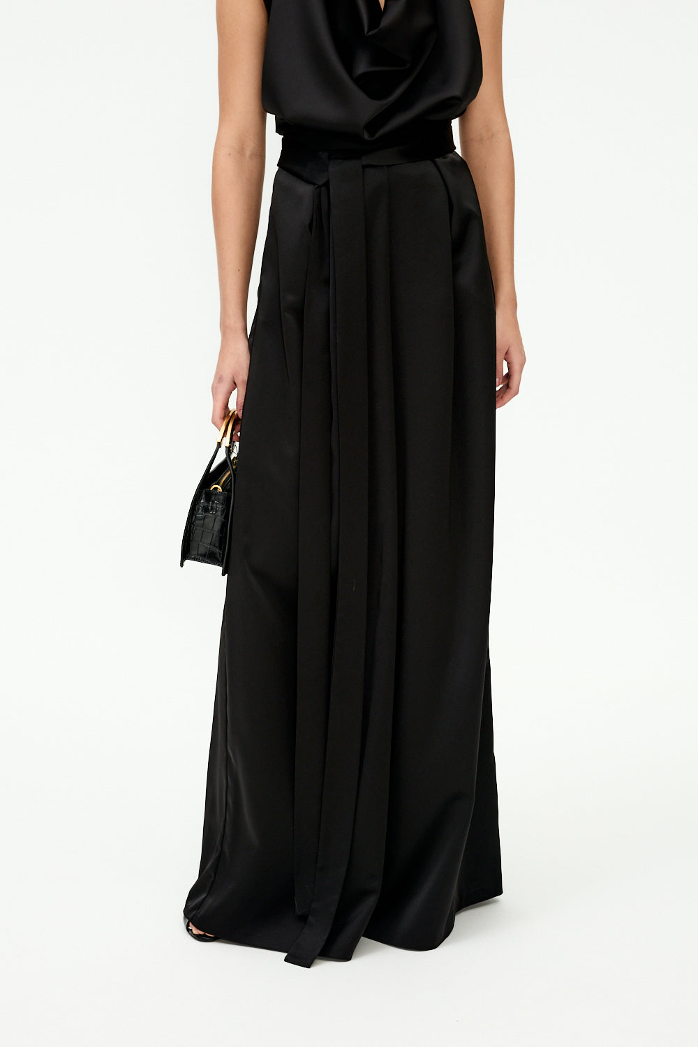 Black zero waste trousers