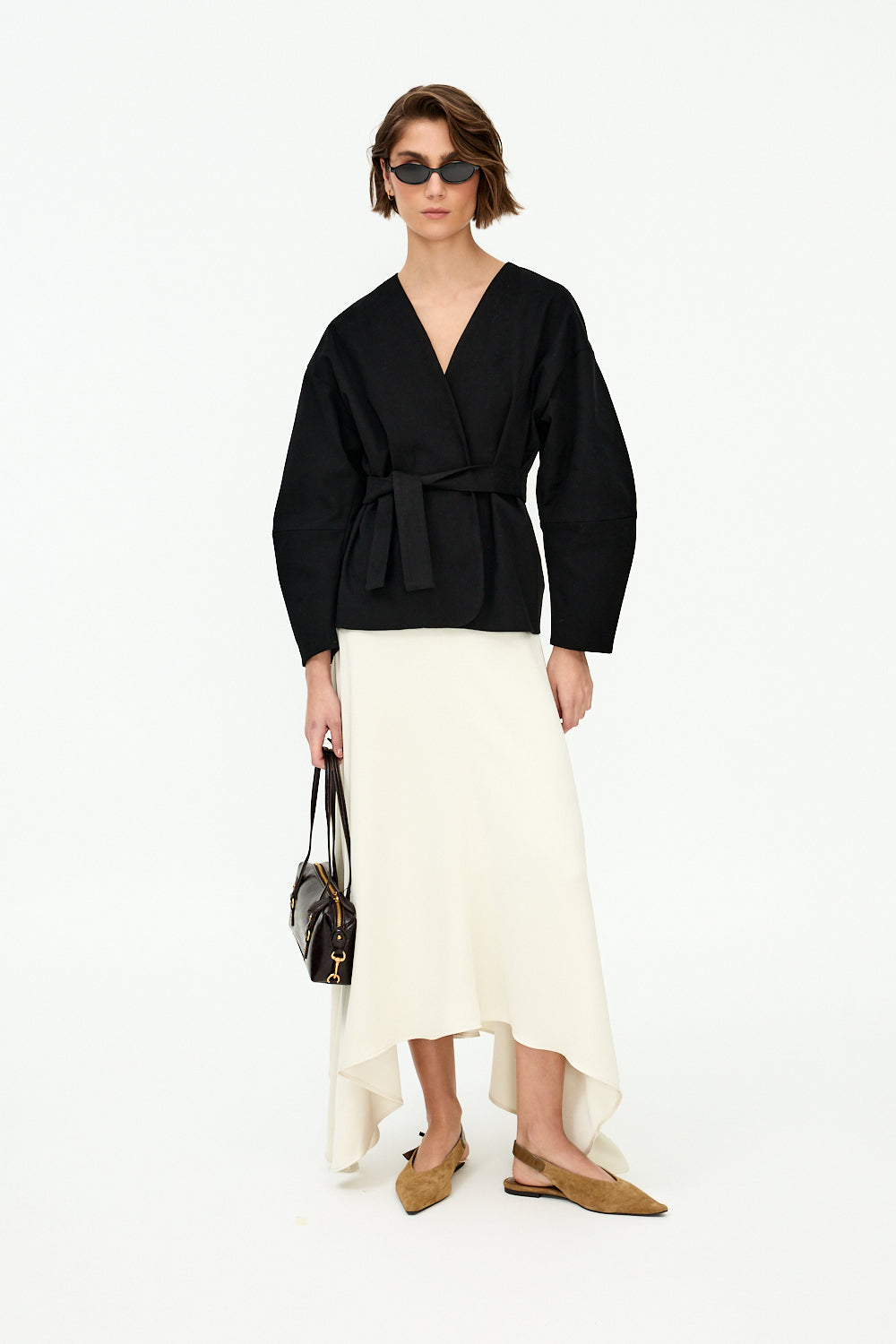 White satin asymmetric skirt