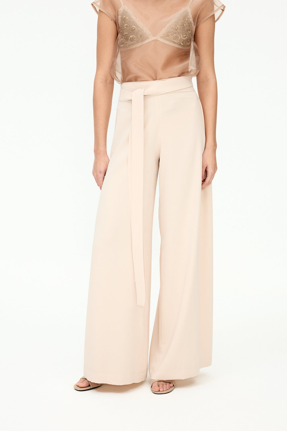 Cream wide leg trousers