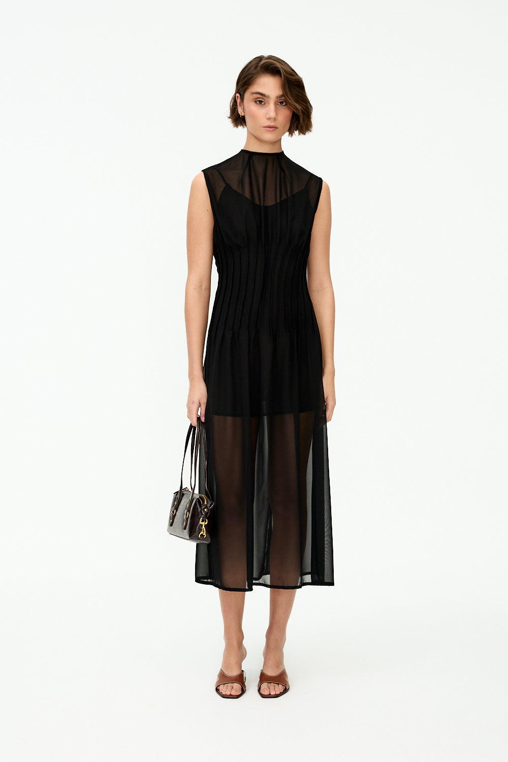 Black pintuck dress