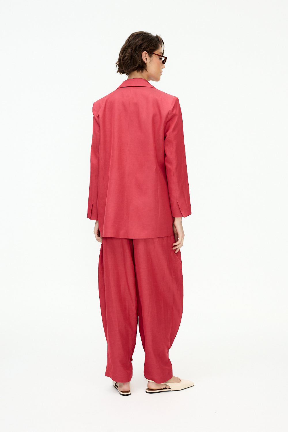 Strawberry red linen blazer