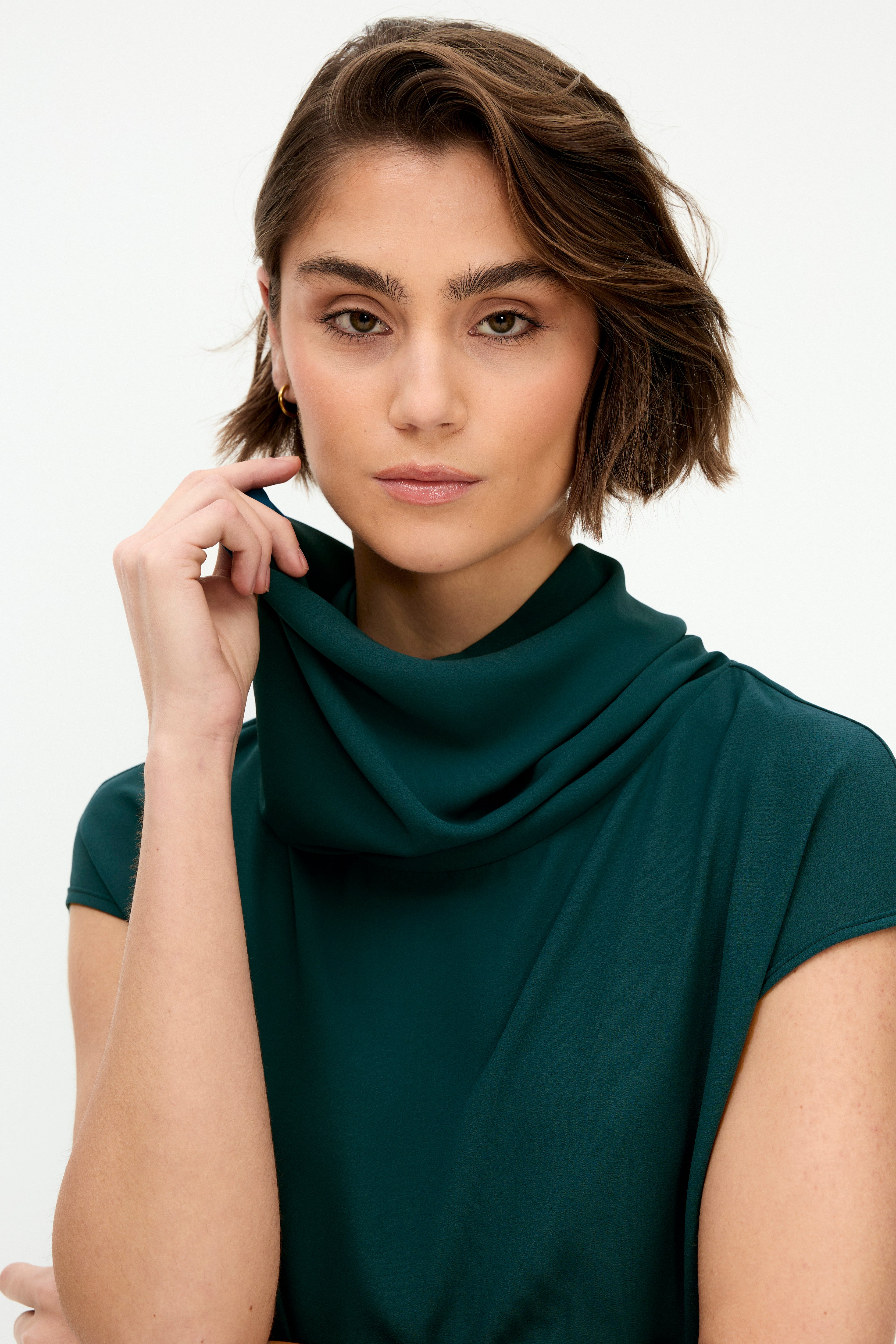 Teal turtleneck top