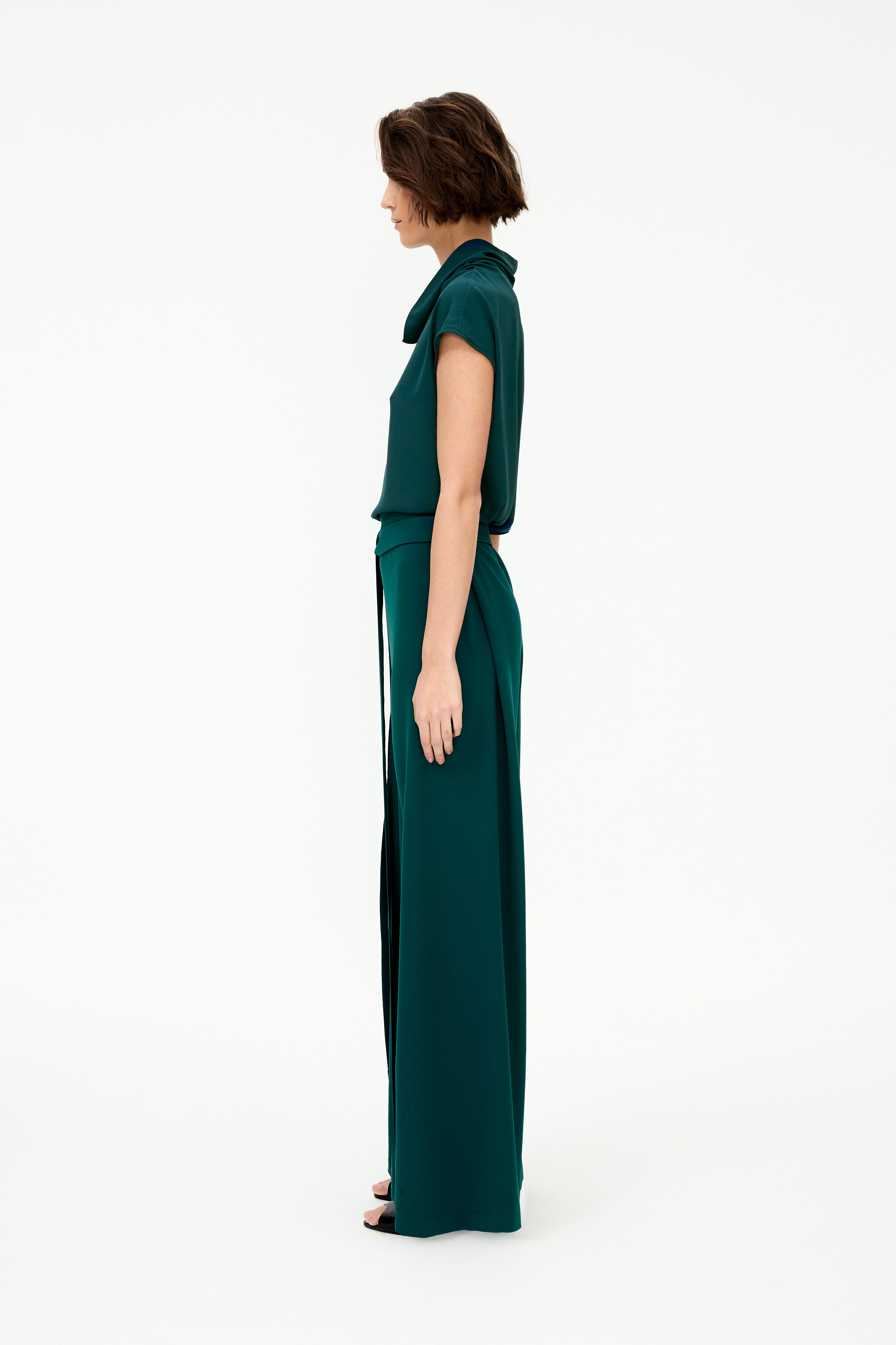 Teal wide leg trousers