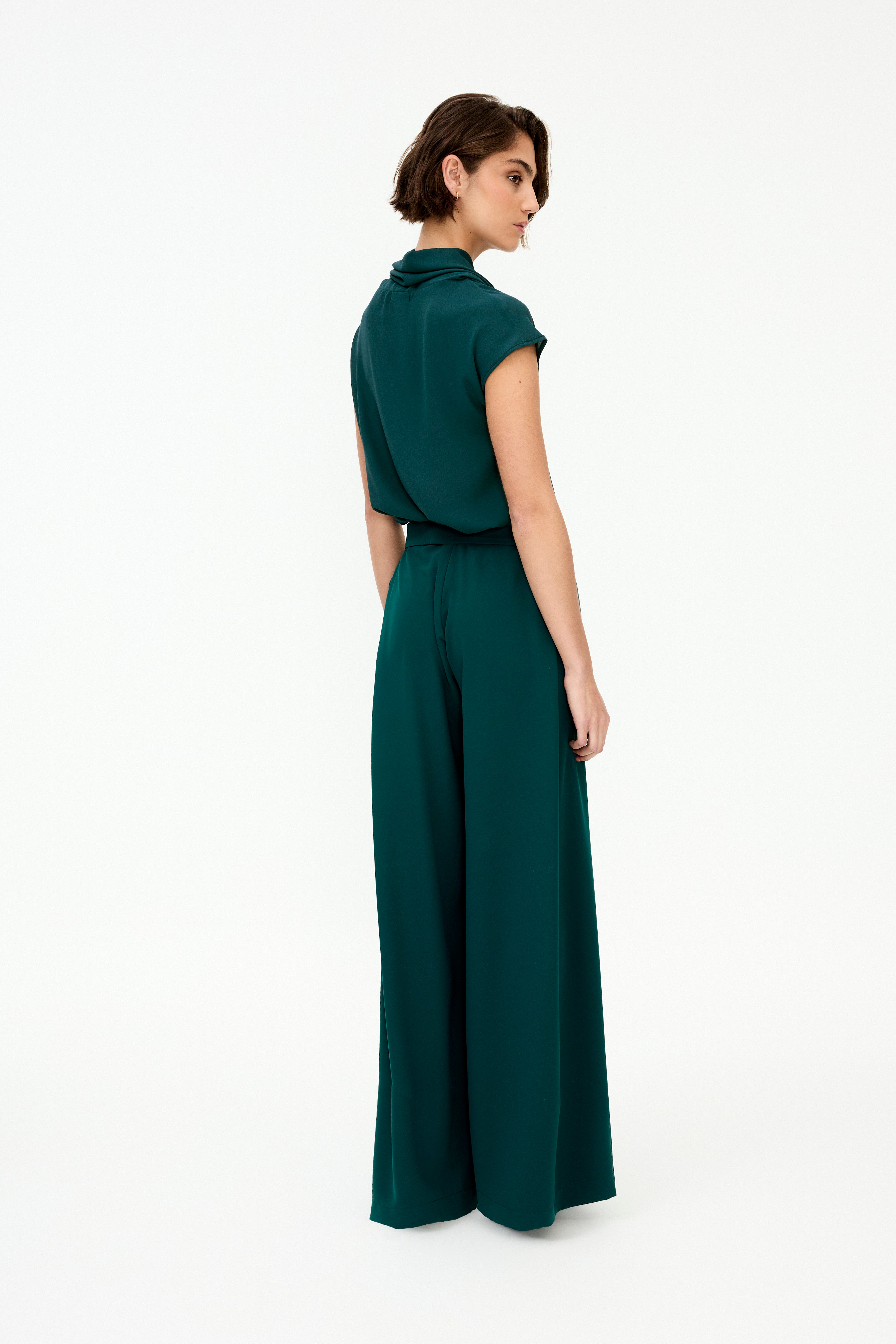 Teal wide leg trousers
