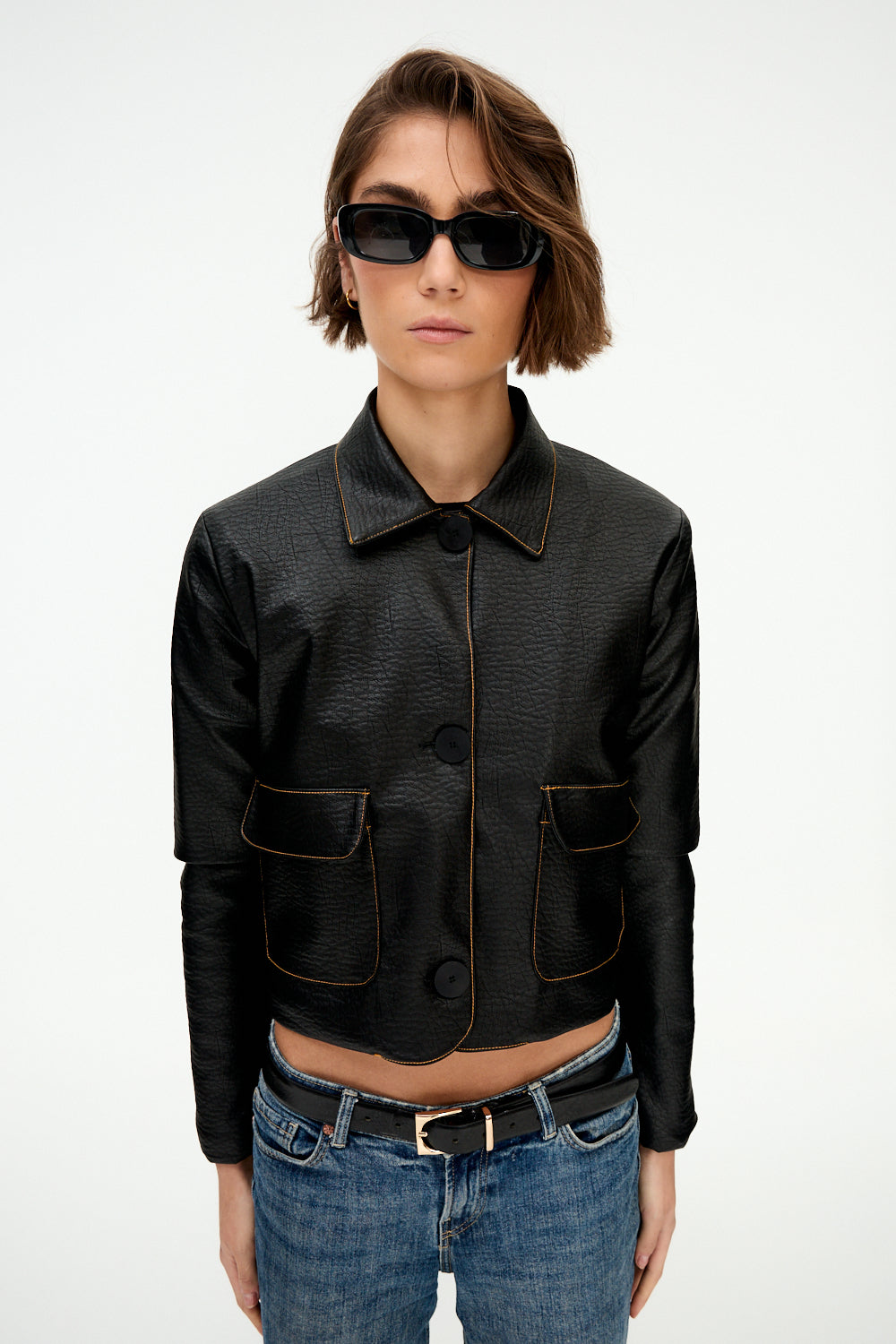 Black faux leather jacket