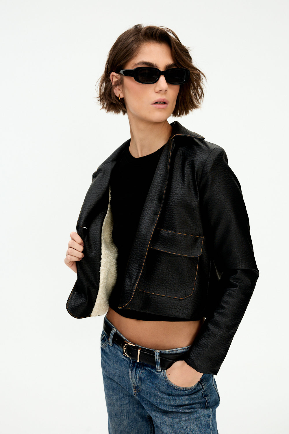 Black faux leather jacket