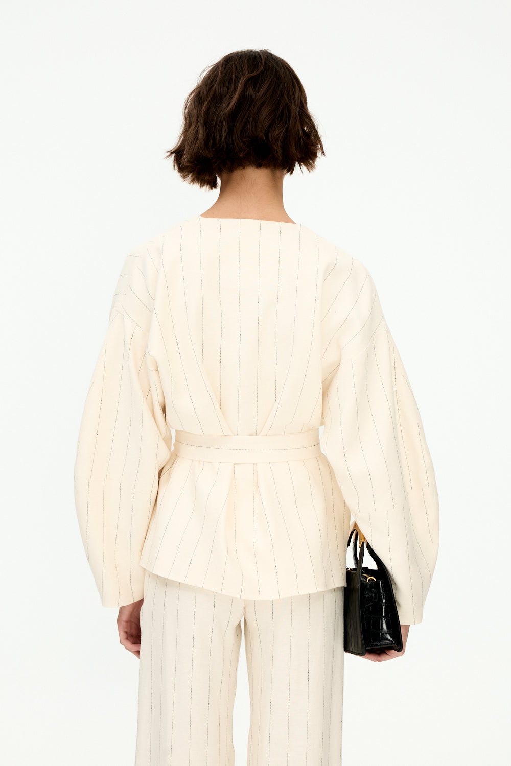 White pinstripe kimono