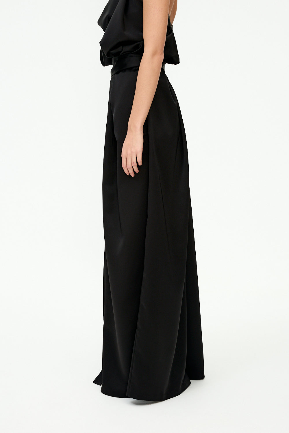 Black zero waste trousers