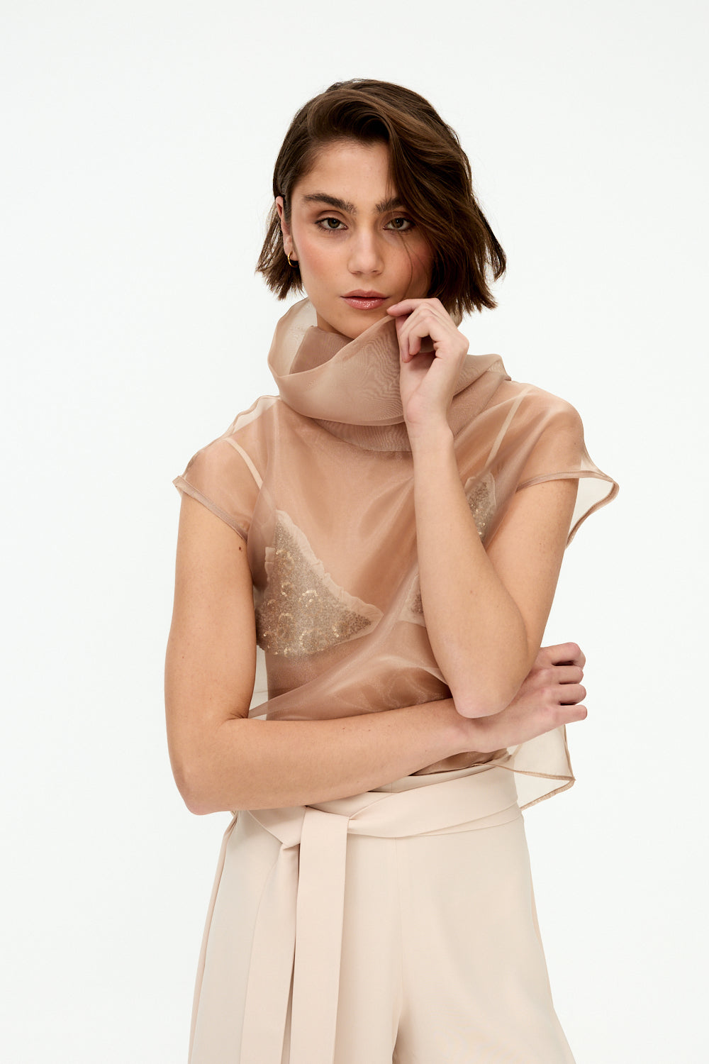 Beige organza top