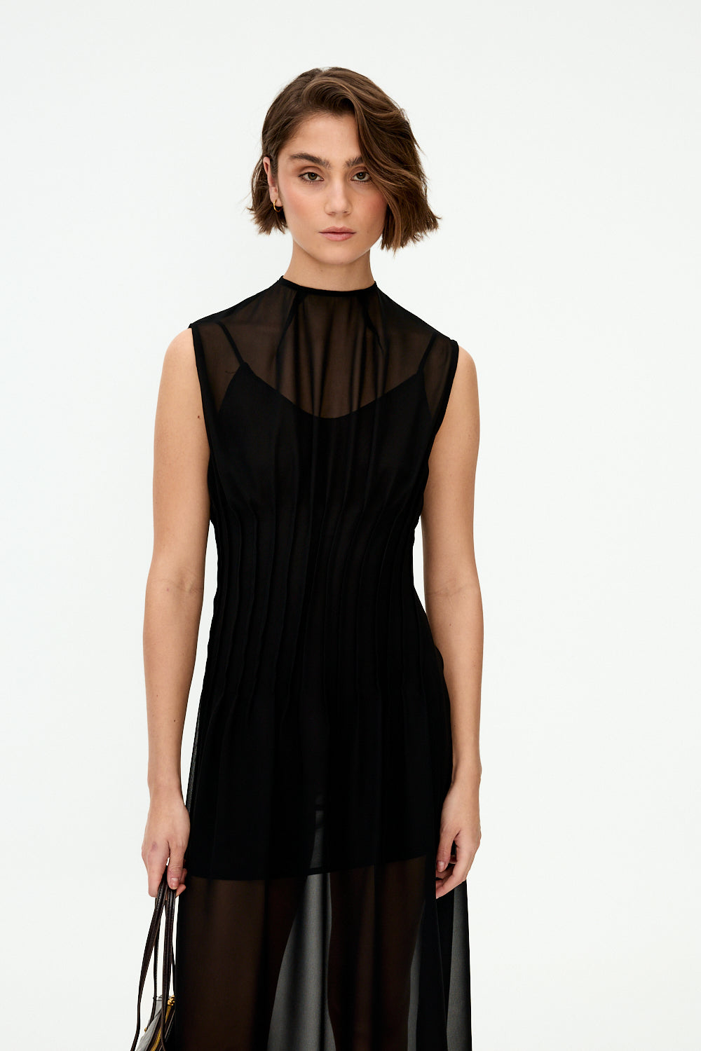 Black pintuck dress